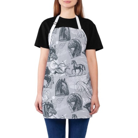 Apron of a kitchen with a photo print "Composition with horses", adjustable, size OS