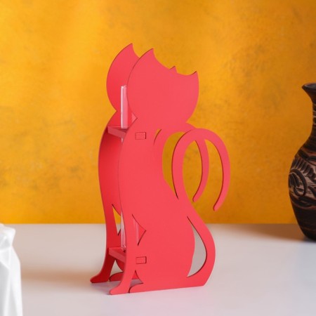 Wooden Kashpo 13 × 5.2 × 24.5 cm with 1 flask "cat", pink give beautifully-1