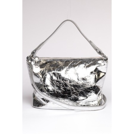 Bag Cross-Body Women's, genuine leather, Ludor silver, 22x8x16 cm