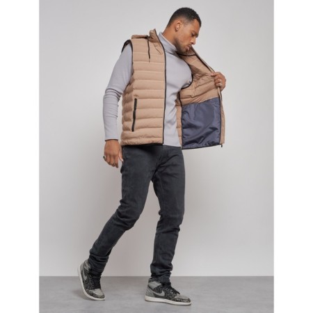 Warmed male vest, size 48, color light brown-9