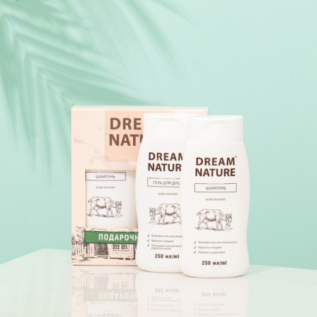 Gift set for women Dream Nature "Goat milk": shampoo, 250 ml + shower gel, 250 ml