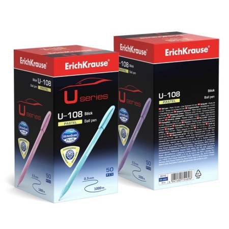Ballic handle Erichkrause U-108 Pastel Stick 1.0, Ultra Glide, Blue Ink color-7