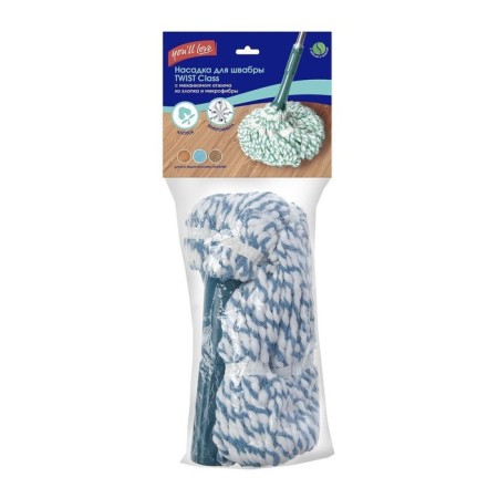 Nozzle, for Twist Class mop, with an pressing mechanism, cotton and microfiber, 40x15 cm-1