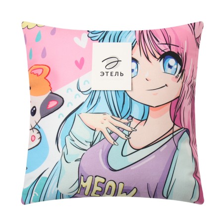 Decorative anime pillow "meow"-3
