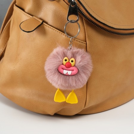 Fluffy on the ring "Zubastik" brown-pink 7.6x6x6 cm