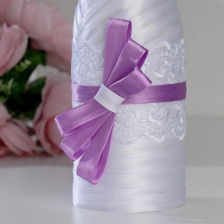 Decoration for champagne "together forever", white with lilac-3