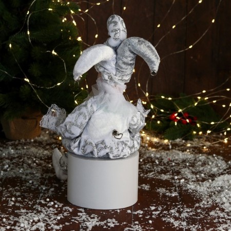 New Year's Jester "in an elegant suit" Music moves his head, 46 cm, white-2