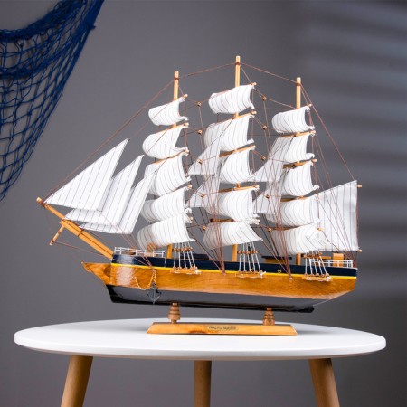 Souvenir ship large "Deutschland", sides dark tree, white sails, 60 × 12 × 51 cm-10