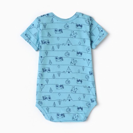 Body baby with short sleeve, color blue/raccoon, height 80-4