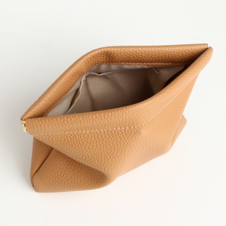 Cosmetic bag on the spring, brown color-2