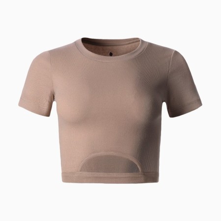T -shirt female shortened, brown color, size 42 (s)-5