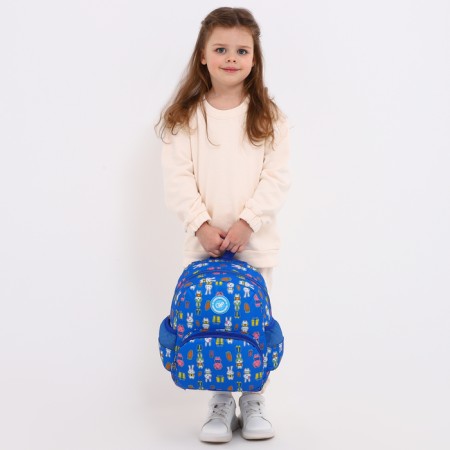 Baby backpack on lightning, external pocket, blue color-3