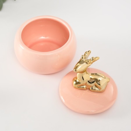 Coramics Coramics "Golden Deer" pink 8x8x10 cm-4