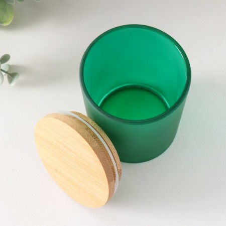 Bank for suppositories glass with a green semi -duma lid 220 ml 7x7x8.4 cm-2