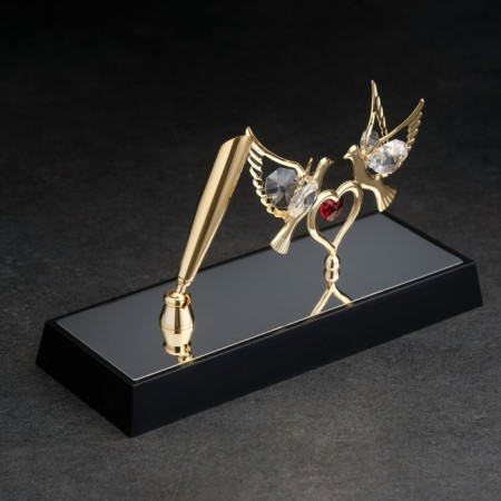 Pen on the stand "Pigeons", 16 × 6 × 19 cm, with crystals-3