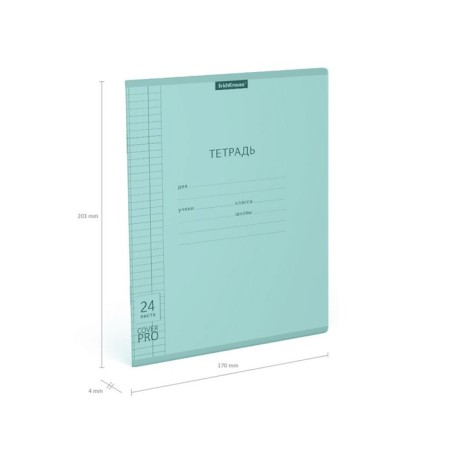 Notebook 24 sheets in the Erichkrause Coverprio Pastel Classic Code, Plastic Cover, Offset block, 100%whiteness, mint-3