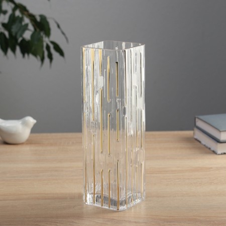VAZ Glass Table "Milagros" strokes, 25x8 cm, transparent-1