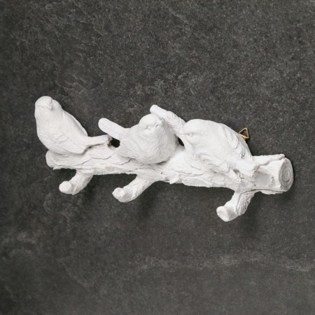 Suspension decor - hanger "twig with three birds" white-2