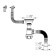 Aquant siphon for washing, 3 1/2 "x40 mm, straight -up/round overflows, corrugation 40/50 mm, black grill