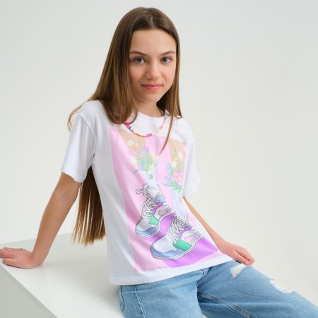 Футболка для девочки KAFTAN "Selfie", рост 134-140, цвет белый-5