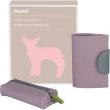 Gift set: cover for passport and key holder, lilac color