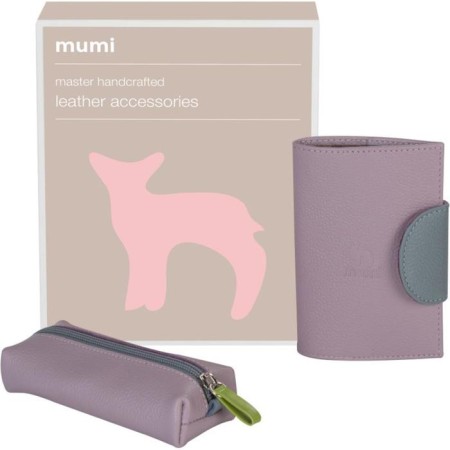 Gift set: cover for passport and key holder, lilac color