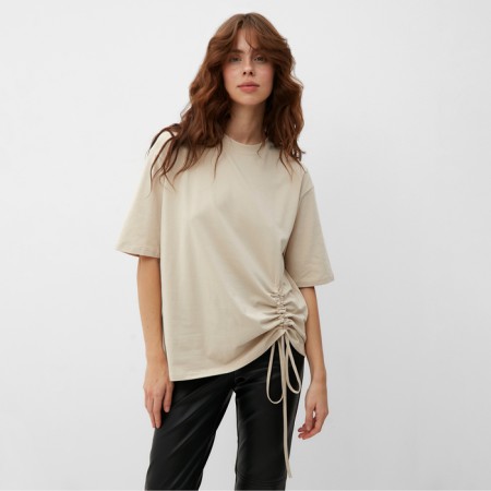 Women's T-shirt with Kulika Minaku Regular Fit: Beige color, pr 48-2