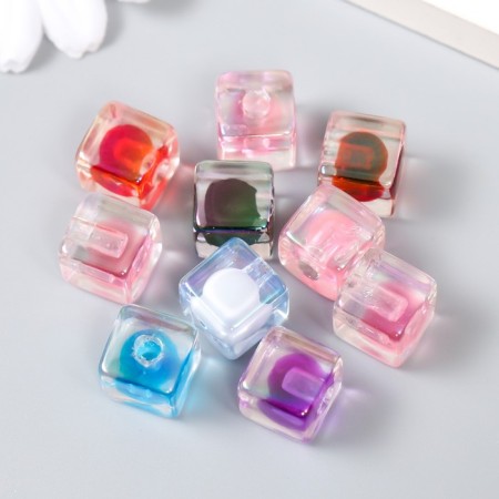 Busina Acryl with the undermined hole "Cube - Color inside" MIX 1.2x1.2x1.2 cm