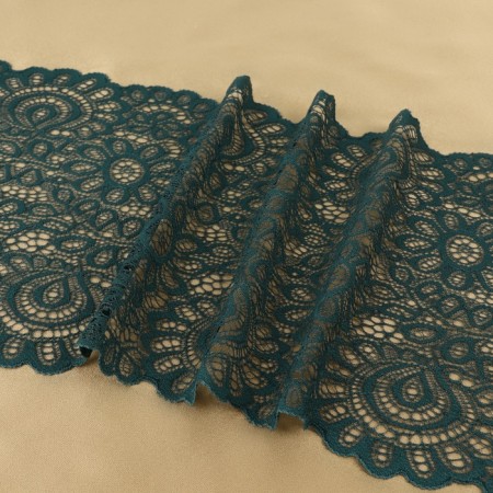 Lace elastic fabric, 190 mm × 2.7 ± 0.5 m, emerald color-2
