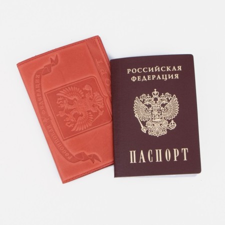 Passport cover, emblem+ Kremlin, red color-3