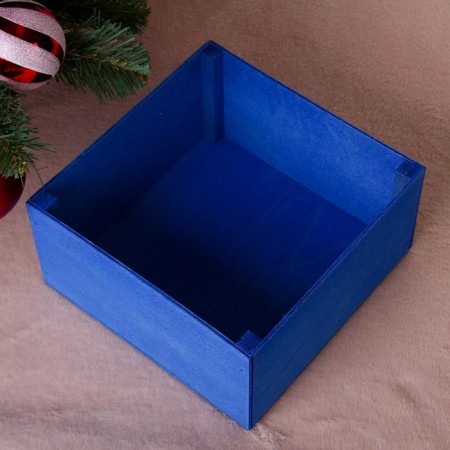 Gift box "Happy New Year, with snowflakes", blue, 20 × 20 × 10 cm-2