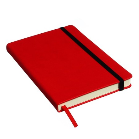 Diary of Leduced A5, 160 sheets MEGAPOLIS VELVET, solid cover, artificial leather, lies, on an elastic band, tinted block 70 g/m2, red-1
