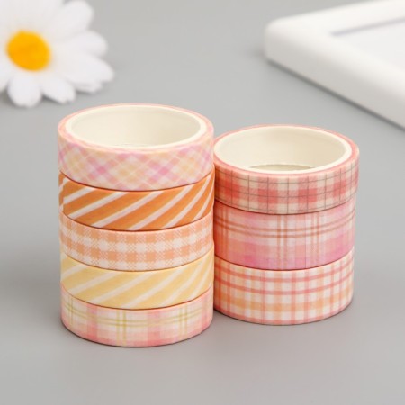 Adhesive tape Paper "Bright Summer" Width 1; 1.5 cm winding 3 m set 8 pcs