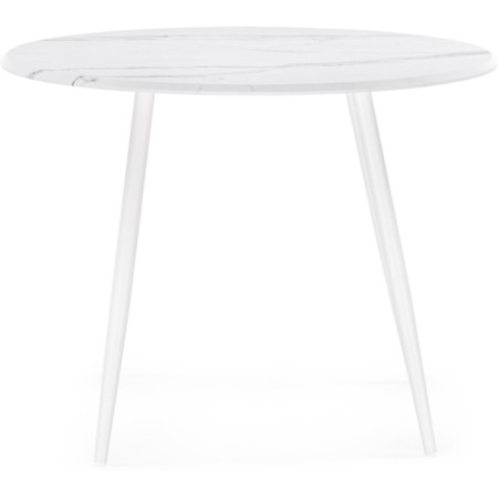 Wooden abylin table marble white/matte metal, white 90x90x76 cm-1