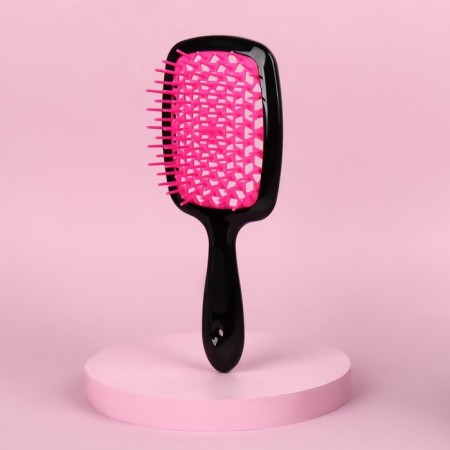 The comb is massage, wide, ventilated, 8.5 × 20.5 cm, PVC box, black/pink color-4