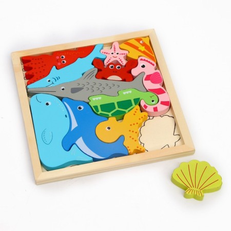 Children's developing puzzle in the frame "Sea Animals" 16.6 × 16.6 × 1.2 cm-3