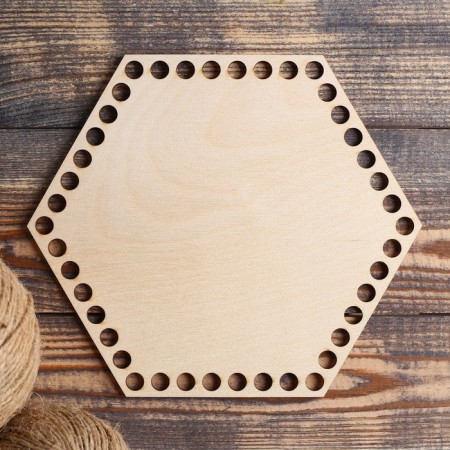 Holler blank "hexagon", bottom plywood 3 mm, 20 cm, d = 9mm