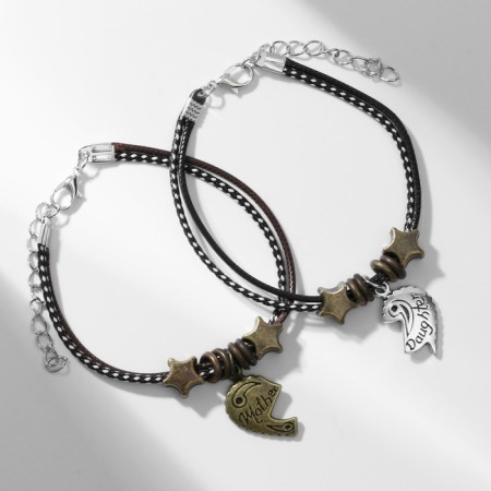 Bracelets "Demetrons" Mom and daughter, black-brown color with black silver and copper, l = 19 cm-2