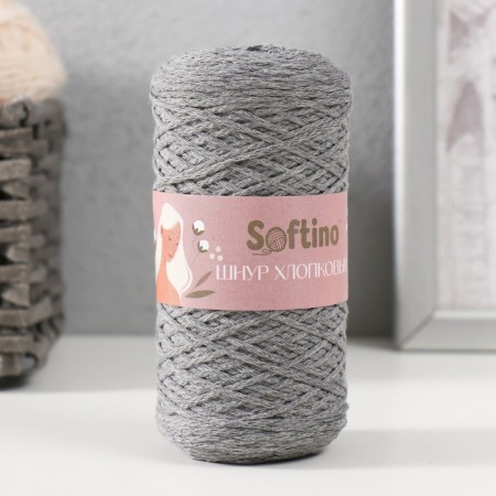 Knitting cord without core 70% cotton, 30% polyester 1mm 200m/60 ± 10g (08 - gray)-3