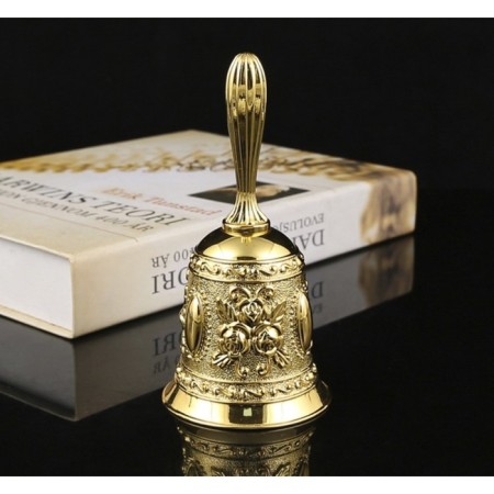 Metal bell with engraving, 11.3 x 5.4 cm, gold-2