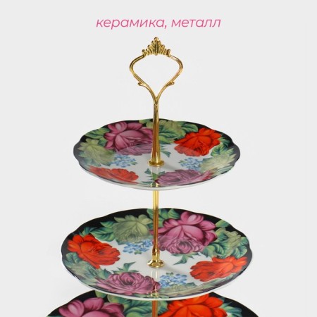 Ceramic 3-tiered Dolyana Ceramic “painting”, D = 15/17.8/22.8 cm ㅤ-1