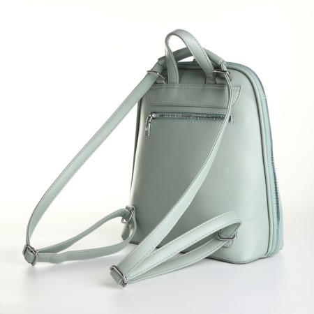 City backpack made of artificial leather with lightning, green color-3
