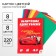 Cardboard color, A4, 8 sheets, 8 colors, non -unilateral, in a folder, 220 g/m², cars