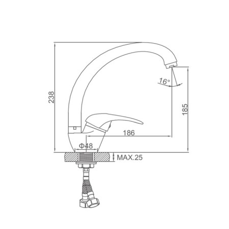 Accoona A4040 kitchen mixer, one -leaf, with nut, silumin, chrome-4