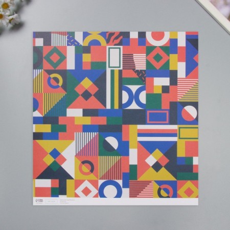 Scrapbooking paper "Color Geometry" density 180 grams set 5 pcs 30.5x32 cm-2