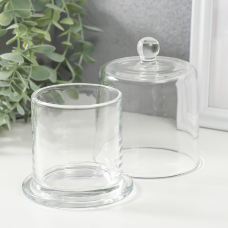 Bank for candles glass with a lid "Dome" Transparent 11.2x9x9 cm-1