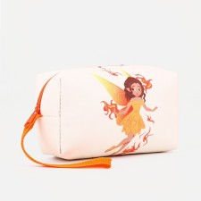 Cosmetic bag with a handle, orange color