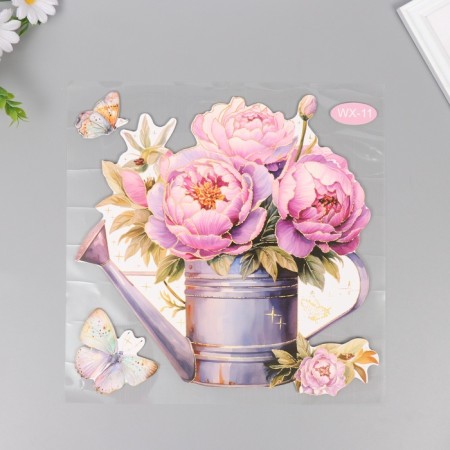 Interior plastic sticker "Peonies in the watering can" 40x31 cm