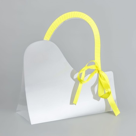 Carriage for flowers with tape, 30x25x12 cm, yellow-2