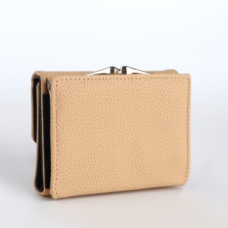 Women's wallet on the button, beige color-1